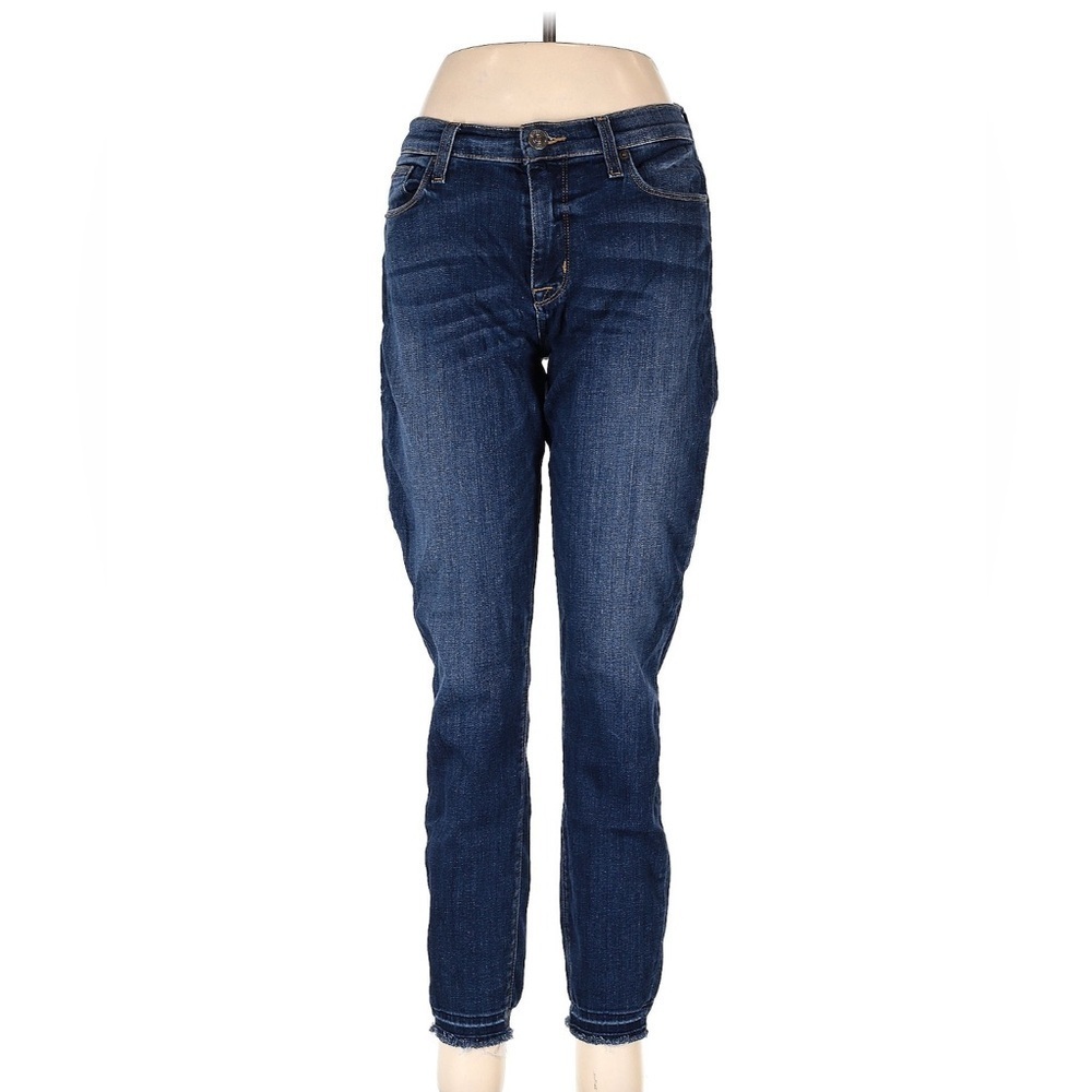 Hudson Jeans Dark Blue Women's boyfriend skinny jeans frayed hem raw edge
